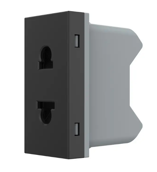 Фото Механізм універсальна розетка 2 в 1 чорний Livolo