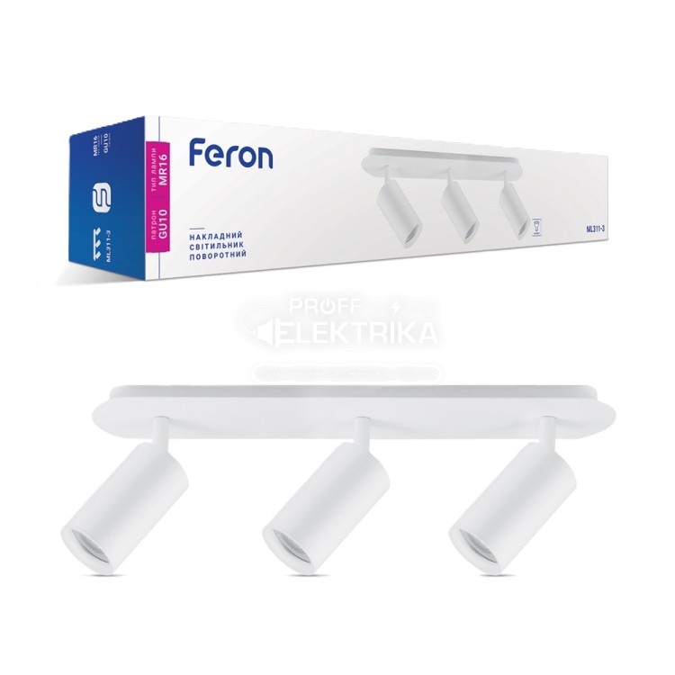 Фото Накладний поворотний світильник Feron ML311-3 білий