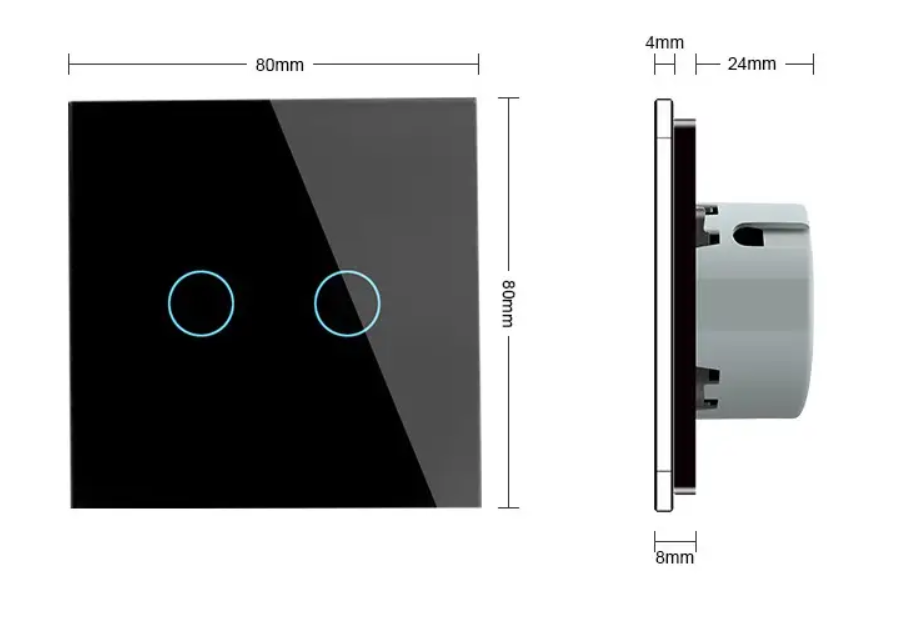 Фото 3 Сенсорний прохідний вуличний вологозахищений вимикач 2 сенсори чорне скло Livolo