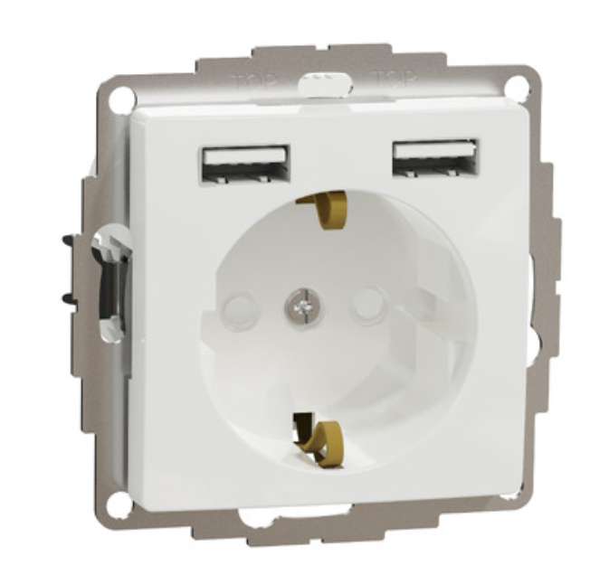 Фото Розетка із заземленням + 2 USB тип А Білий Sedna Design Schneider Electric