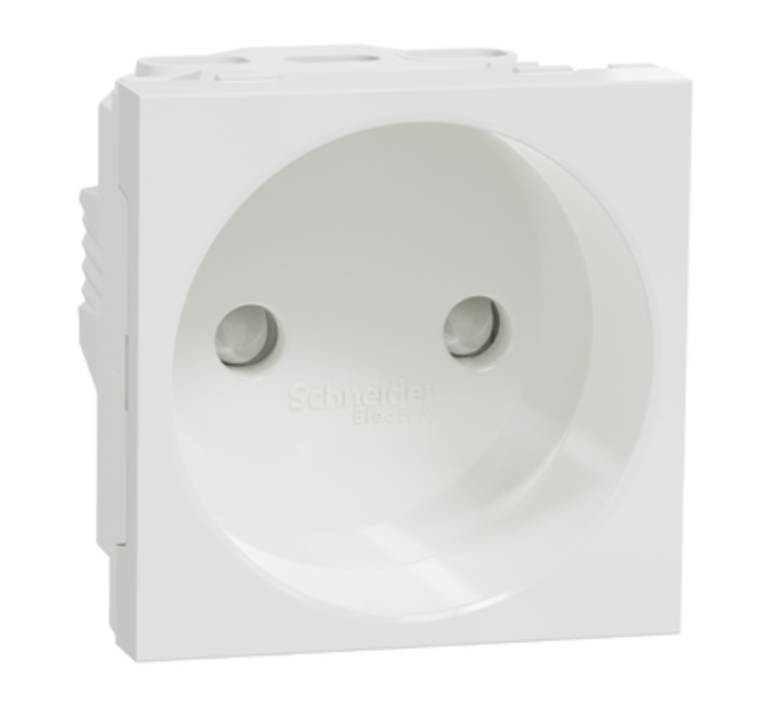Фото Розетка без заземлення зі шторками білий гвинтовий затискач 16 А 2 модуля UNICA NEW Schneider Electric