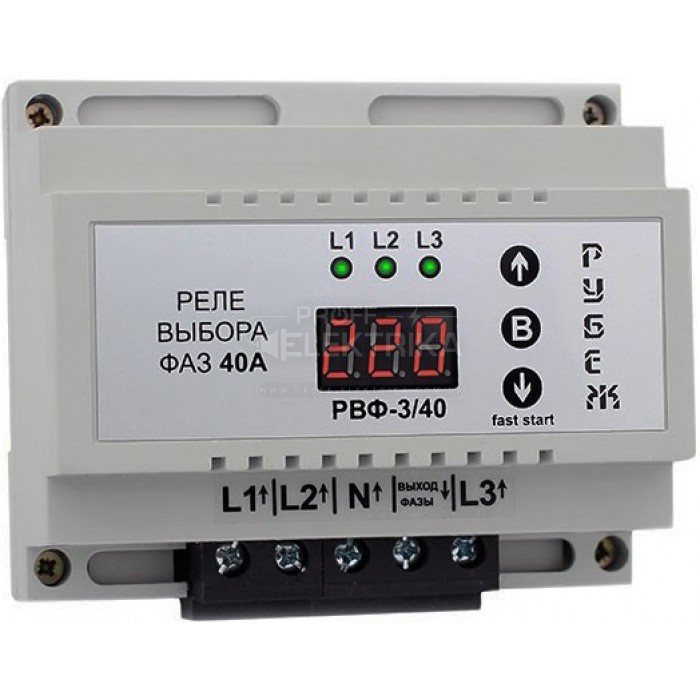 Фото Реле выбора фаз Rubezh РВФ-3/40 на DIN-рейке трехфазное 40А