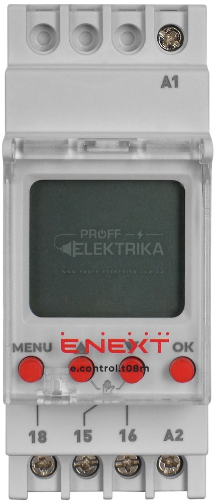 Фото 2 Реле времени цифровой суточный Т08 16А 230В с аккумулятором E-NEXT