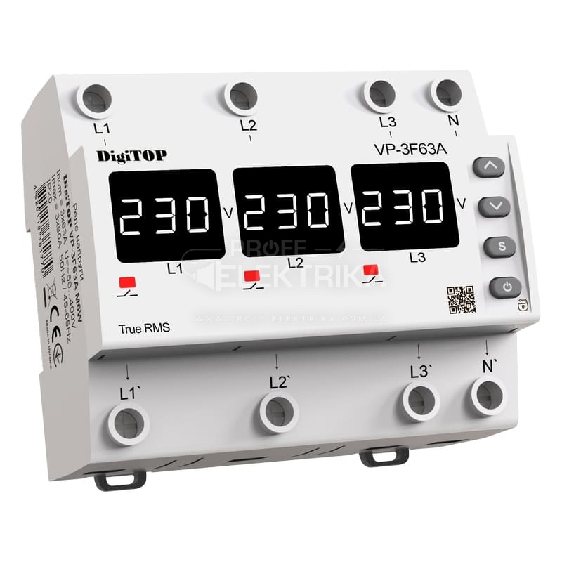 Фото Трифазне реле напруги на 6 модулів VP-3F63A M6W DigiTOP