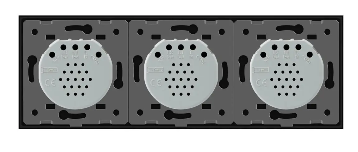 Фото 3 Сенсорный выключатель 5 сенсоров 1-2-2 черное стекло Livolo