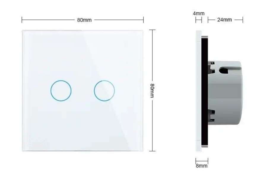 Фото 5 Безшумний сенсорний прохідний/перехресний вимикач 2 сенсори біле скло Livolo
