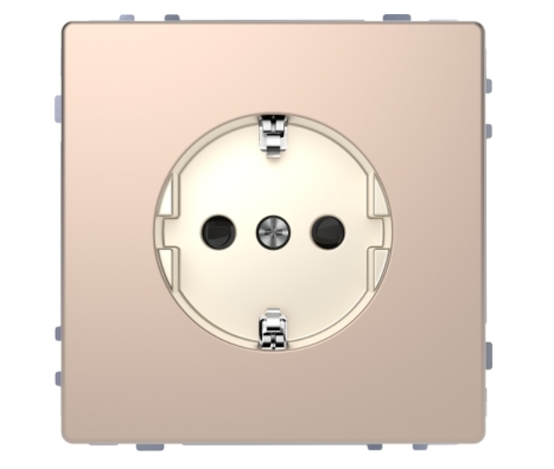 Фото Розетка с заземлением и шторками шампань D-Life Schneider Electric