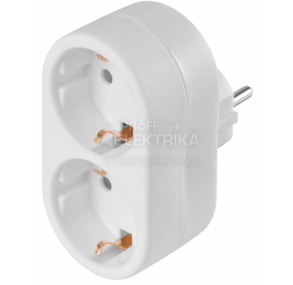 Фото Переходник двойник с заземлением на 2 гнезда LMA023 LEMANSO