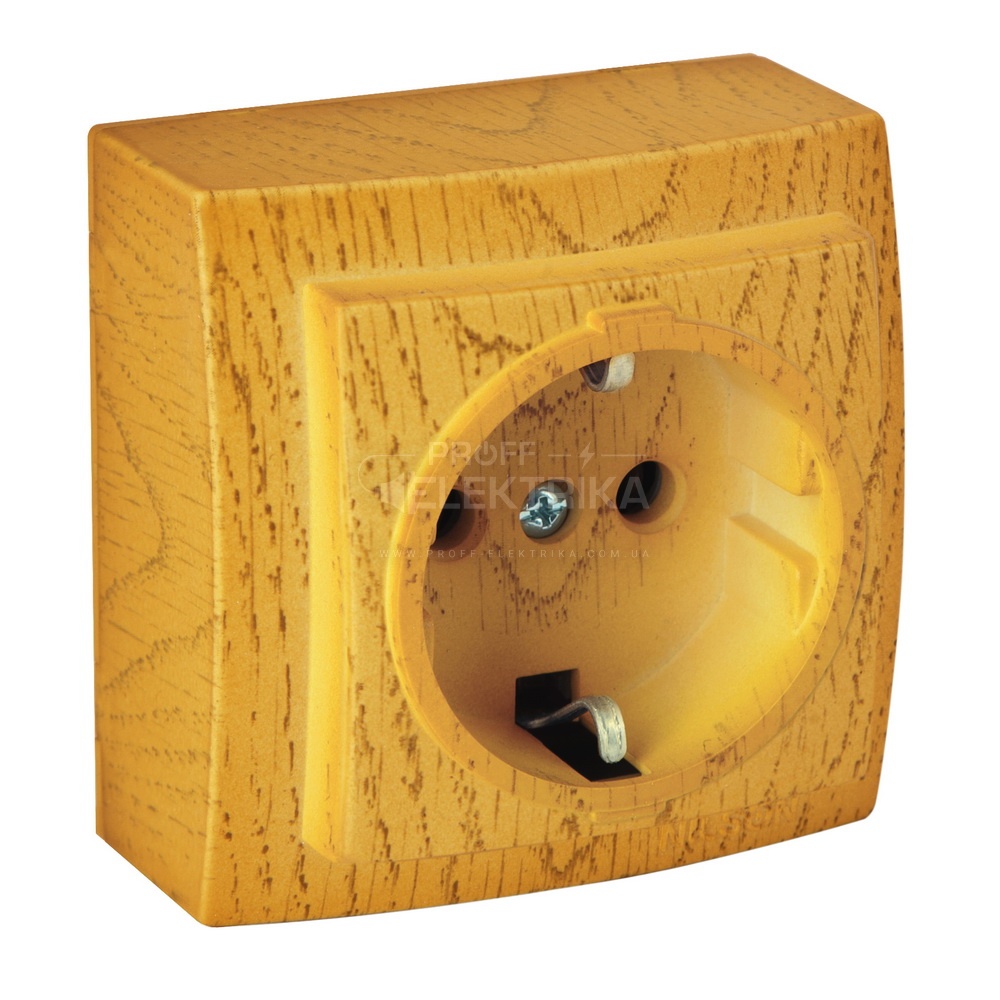 Фото Розетка із заземленням Дуб Themis