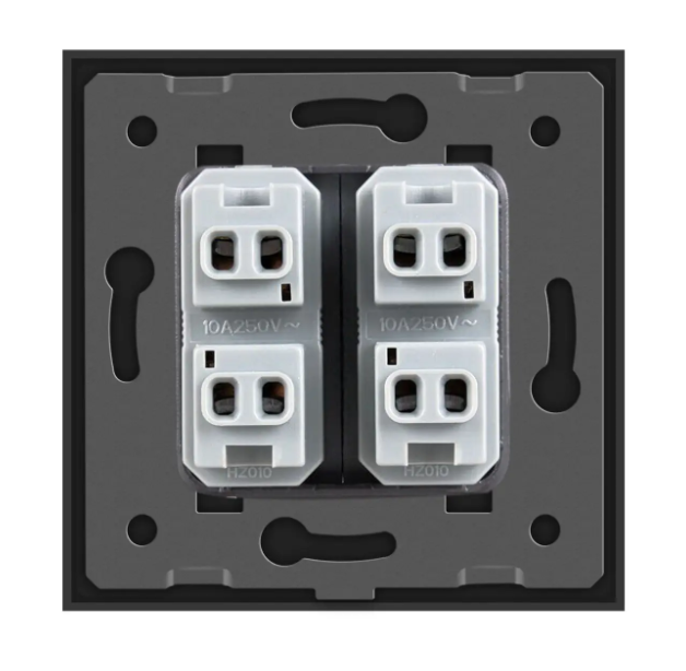 Фото 2 Двойная универсальная розетка 2 стандарта в 1 черное стекло Livolo