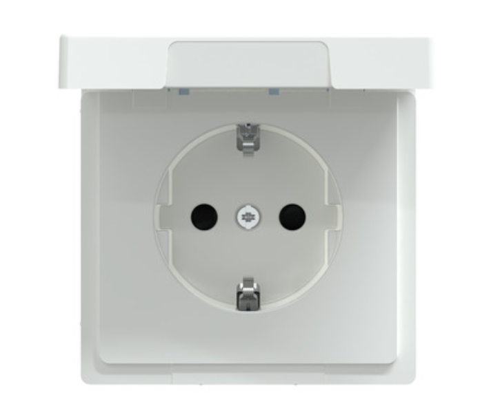 Фото 4 Розетка с заземлением и крышкой белый лотос IP44 D-Life Schneider Electric