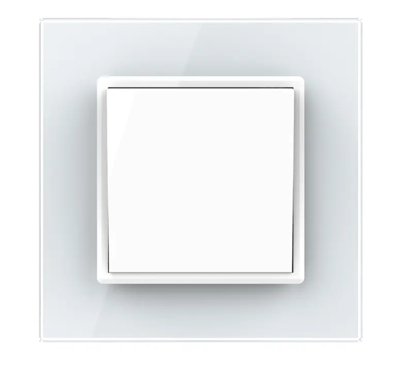 Фото Одноклавишный выключатель белое стекло Livolo