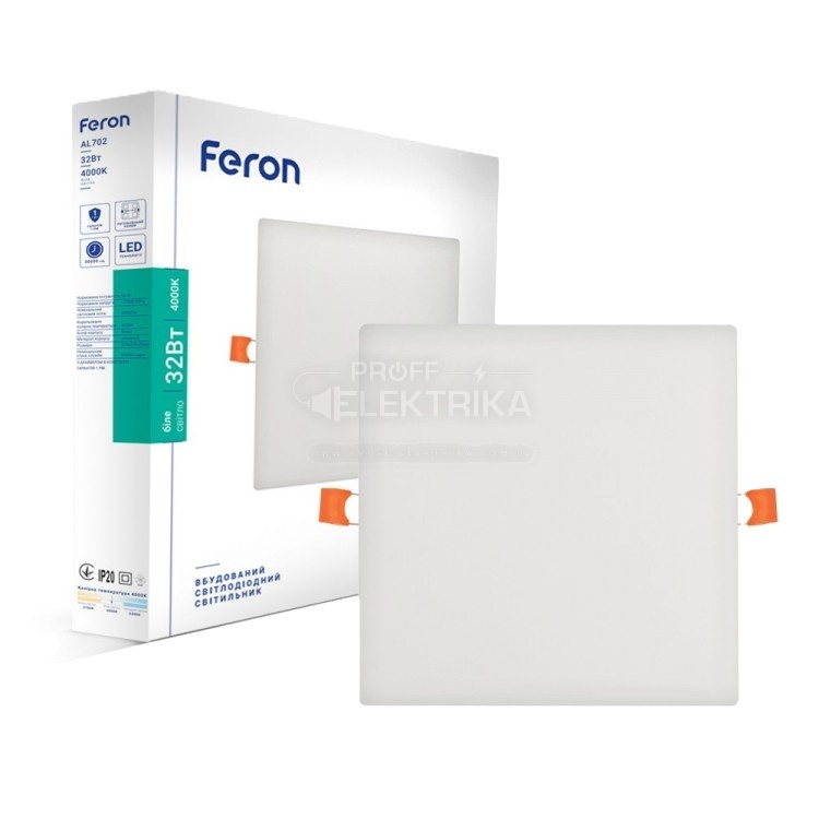 Фото Светодиодный встроенный светильник Feron AL702 32Вт 4000K белый