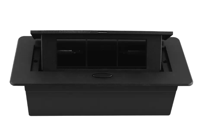 Фото 2 Порожній висувний люк для розеток на 3 модулі з плавним відкриттям чорний Livolo