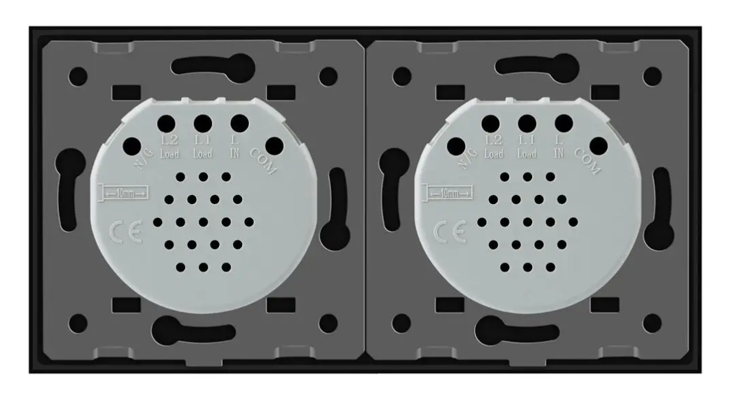 Фото 3 Сенсорный проходной перекрестный выключатель 3 сенсора черное стекло 1-2 Livolo