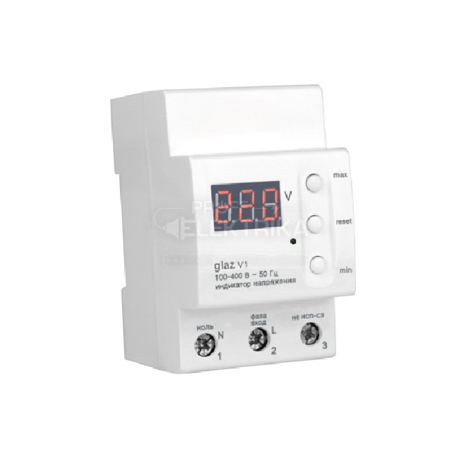 Фото Індикатор цифровий на ДИН-рейку ВОЛЬТМЕТР однофазний V1, ZUBR