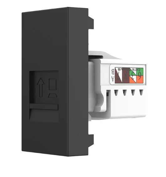 Фото Механизм розетка интернет RJ-45 черный Livolo
