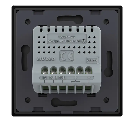 Фото 3 Сенсорна кнопка 2 сенсора 12/24V чорне скло Livolo