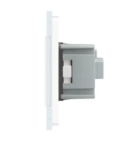 Фото 2 Розумний сенсорний ZigBee вимикач 1 сенсор 2 розетки біле скло Livolo