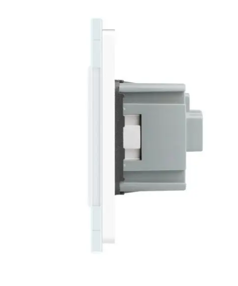 Фото 2 Сенсорный диммер 2 сенсоры 2 розетки белое стекло Livolo