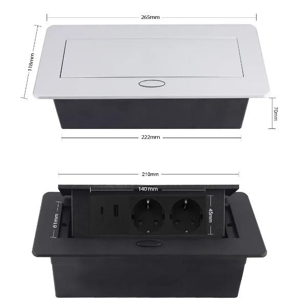 Фото 5 Мебельная розетка с USB-A USB-С плавное открытие Power Delivery 36W белый в черном Livolo