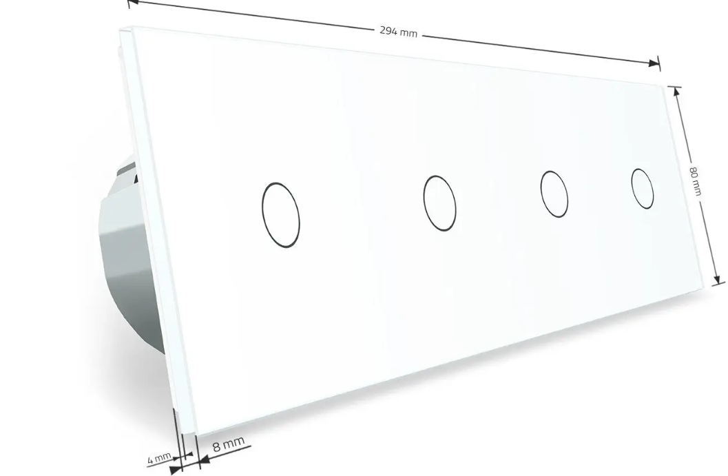 Фото 5 Сенсорний прохідний перехресний вимикач 4 сенсори 1-1-1-1 біле скло Livolo