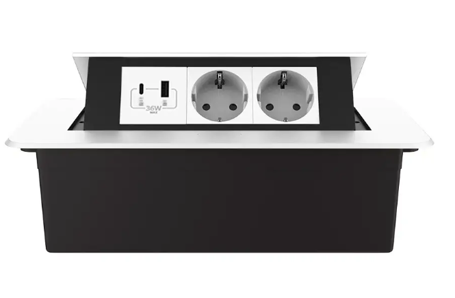 Фото 2 Меблева розетка з плавним відкриттям USB Type-C Power Delivery 36W білий Livolo