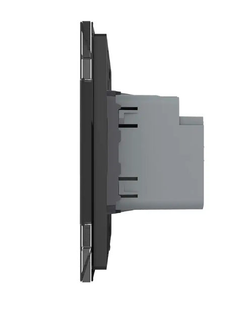 Фото 2 Сенсорный проходной выключатель Sense 1 сенсор черное стекло Livolo