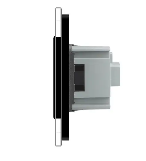 Фото 3 Сенсорний диммер 1 сенсор 2 розетки чорне скло Livolo