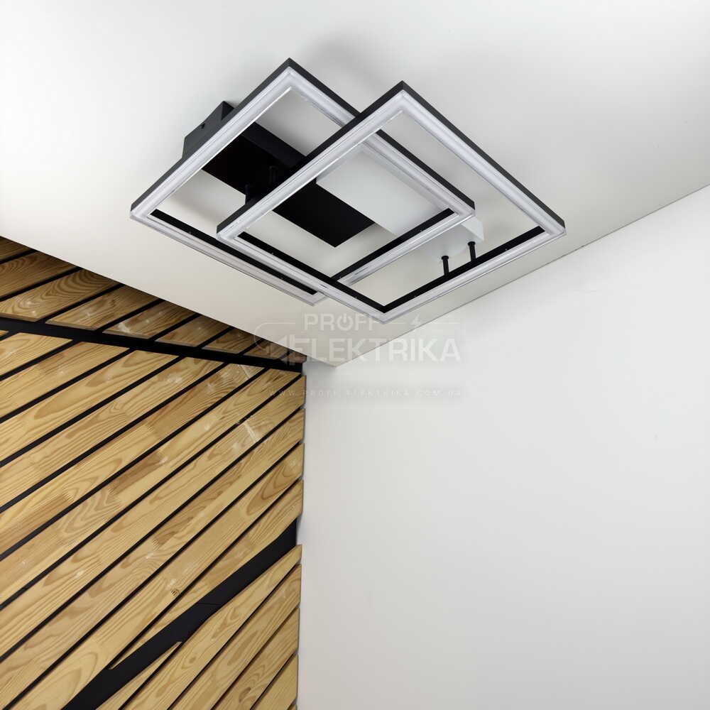 Фото 2 Світильник LED smart BRIONI-S+пульт 84W 3000-5000K IP20 квадрат біло-чорний Violux 220705