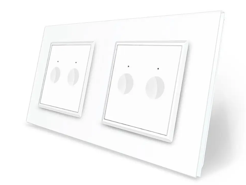 Фото Сенсорный выключатель Sense 4 сенсора 2-2 белое стекло Livolo