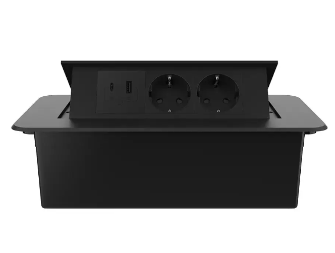 Фото 2 Меблева розетка USB-A USB-С плавне відкриття Power Delivery 36W чорний Livolo