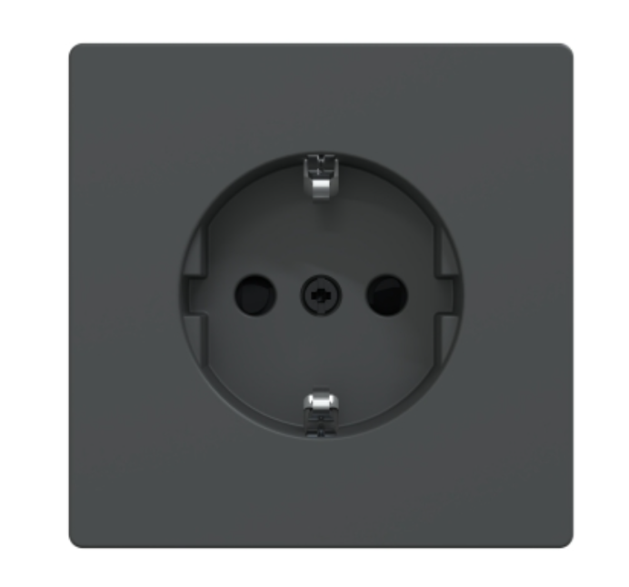 Фото 4 Розетка с заземлением и шторками антрацит D-Life Schneider Electric