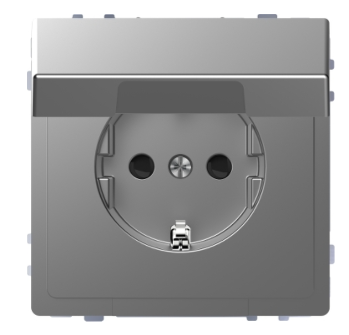Фото Розетка із заземленням та кришкою нержавіюча сталь D-Life Schneider Electric
