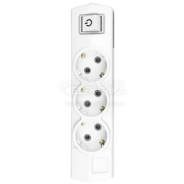 Фото Колодка Violux 3 гнезда c заземлением и выключателем 910240