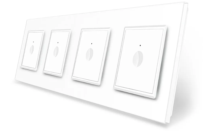 Фото Сенсорный проходной выключатель Sense 4 сенсора 1-1-1-1 белое стекло Livolo