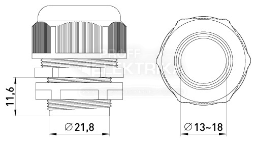 Фото 2 Гермоввід кабельний PG-I 21mm IP54 E-next
