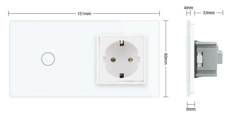 Фото 3 Сенсорный выключатель Розетка влагозащитная с крышкой белое стекло Livolo