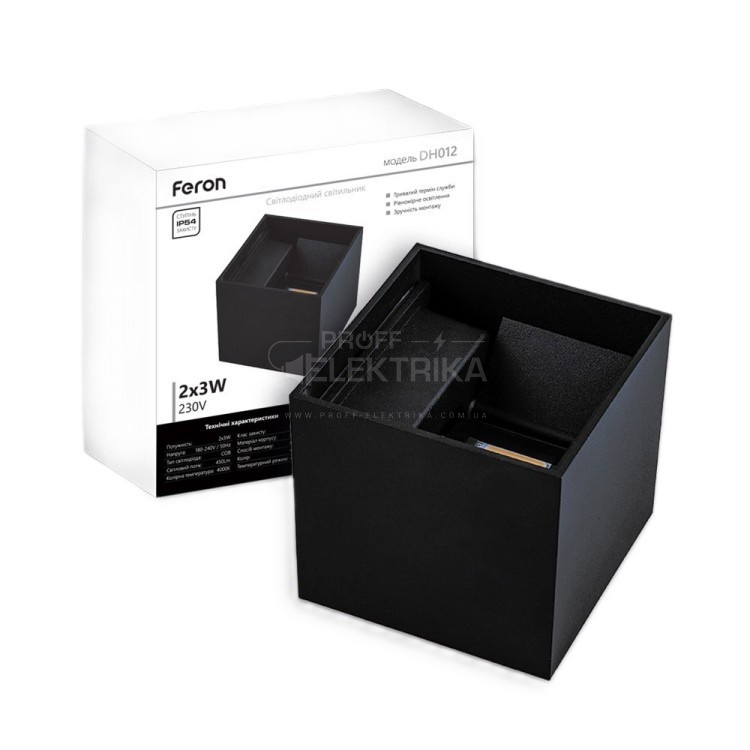 Фото Архітектурний світлодіодний накладний світильник Feron DH012 6Вт 4000K чорний