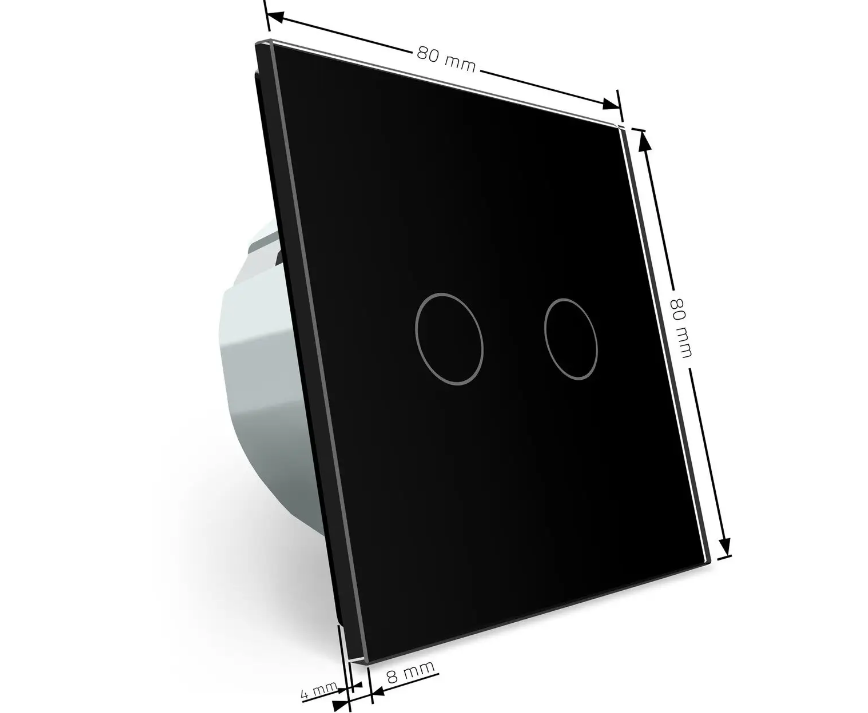 Фото 4 Сенсорна кнопка 2 сенсора Імпульсний вимикач чорне скло Livolo