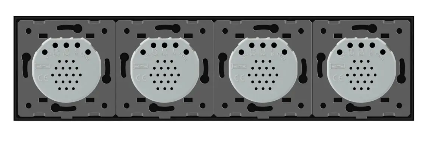 Фото 4 Умный сенсорный ZigBee выключатель 4 сенсора 1-1-1-1 черное стекло Livolo