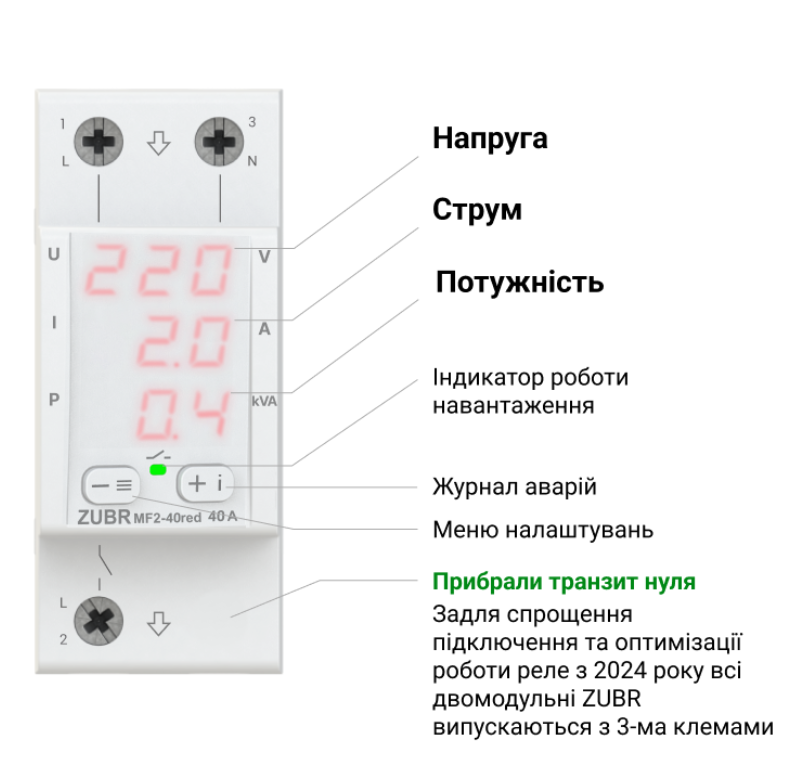 Фото 3 Багатофункціональне реле ZUBR MF2-40 red