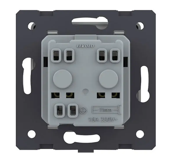 Фото 4 Механизм влагозащищенная розетка с крышкой черный Livolo