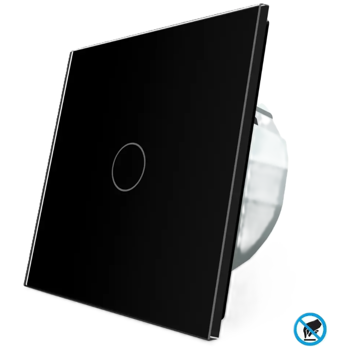 Фото Безконтактний вимикач 1 сенсор чорне скло Livolo