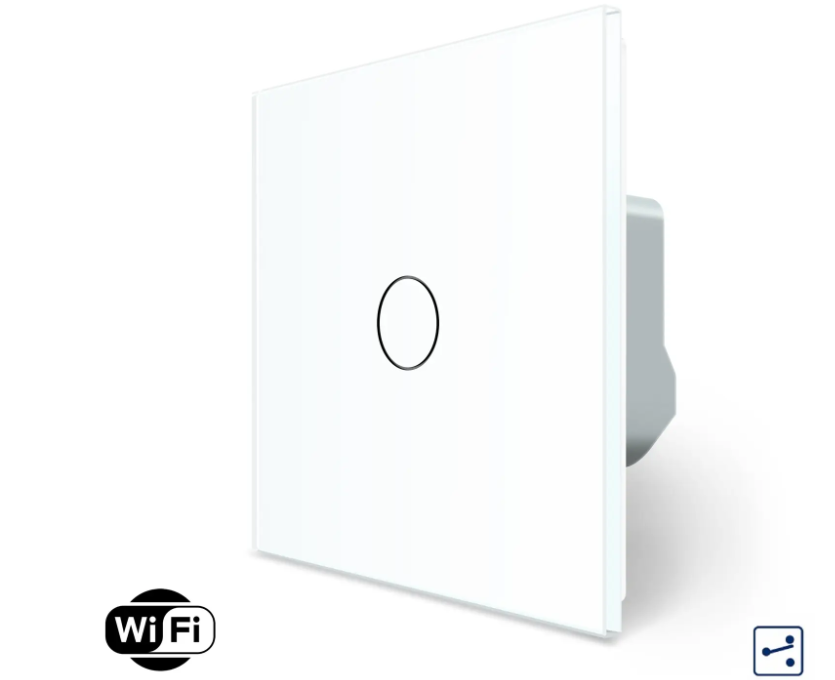 Фото Розумний сенсорний прохідний вимикач Wi-Fi 1 сенсор біле скло Livolo