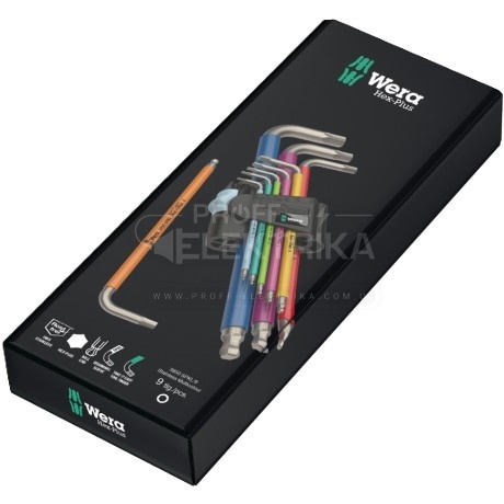 Фото 3 Набор Г-образных ключей WERA 3950/9 Hex-Plus Multicolour Stainless 1 метрических нержавеющая сталь 05022669001
