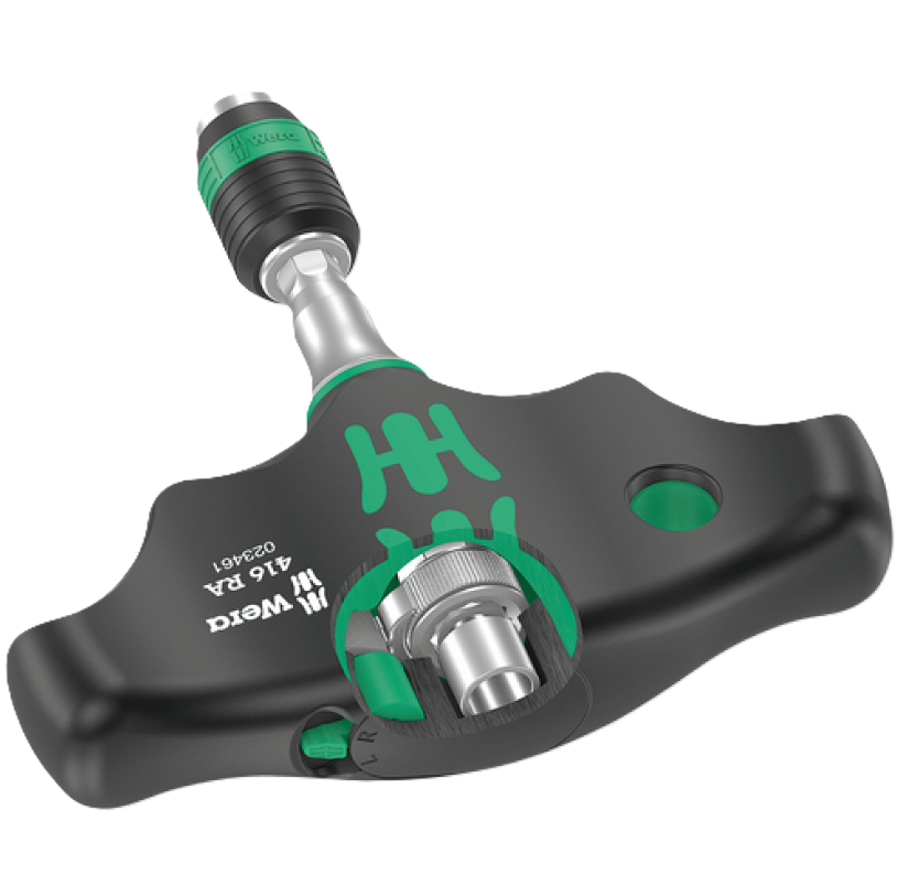 Фото 3 Поперечна ручка - тримач WERA 416 RA з реверсивною тріскачкою 05023461001