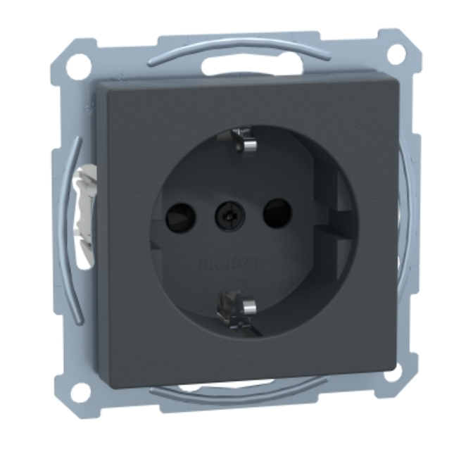 Фото 2 Механізм розетки System M із заземленням та захисними шторками антрацит MTN2300-0414