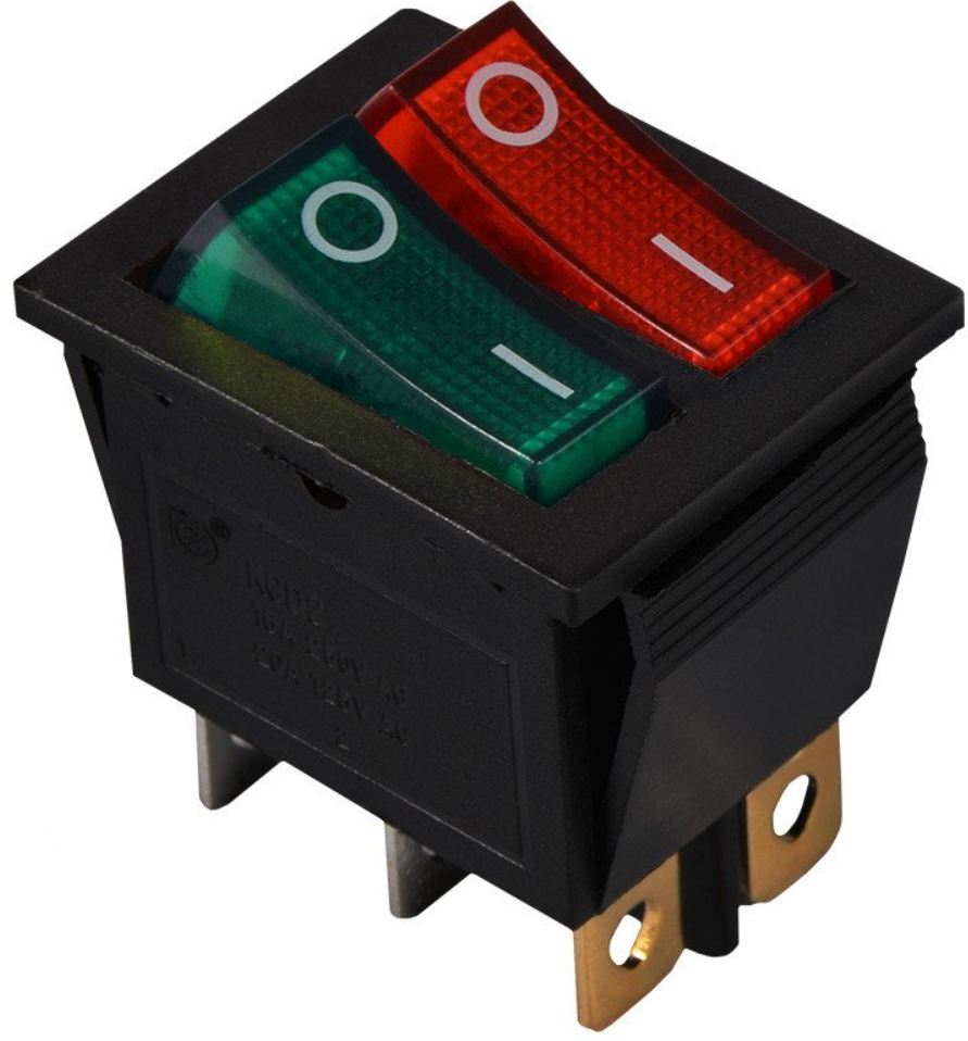 Фото Кнопка на 2 выключателя 6 контактов квадрат