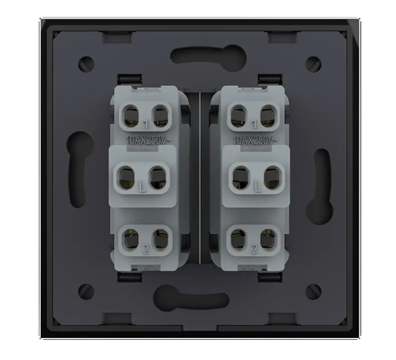 Фото 3 Двоклавішний вимикач чорне скло Livolo